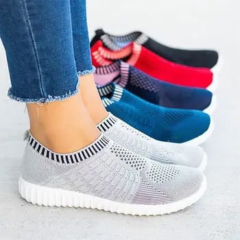 Plus dimensiune 35-43 Adidasi pantofi pentru femei culoare solidă rotund toe lumină confortabil respirabil pantofi casual femei adidași, șosete, pantofi