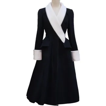 Plus dimensiune 3XL!Noua epocă fusta stil haină de lână femei de moda de iarnă împletit slim palton lung