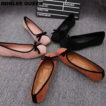 Plus Dimensiune 41 Pantofi de Balet Femei Deget de la picior Pătrat Turma de Fluture nod Balerina Confortabil Latex Branț Mocasini Alunecare Pe Pantofi Loafer