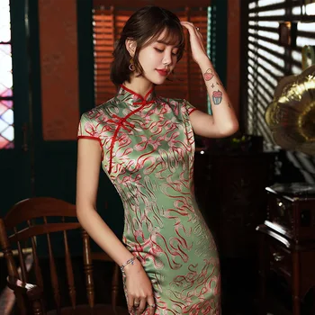 Plus Dimensiune 4XL Mare Split Sexy Femei din China Qipao Rochie de Epocă Elegant Lady Mandarin Guler Cheongsam Mult Slim Rochie Chinez