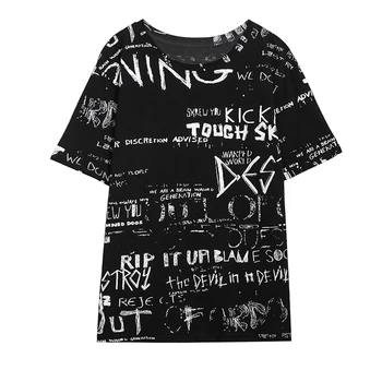 Plus Dimensiune Bumbac T-shirt de Vară 2020 Femei Elegante Pierde Scrisoarea Retro Maneci Scurte Rece Topuri Tricou Supradimensionat Streetwear Haine