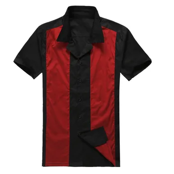 Plus Dimensiune Bărbați de 50 de Îmbrăcăminte de sex Masculin Maneca Scurta Mozaic Rockabilly Stil Casual Bluza din Bumbac Barbati pentru Bowling Tricouri Rochie