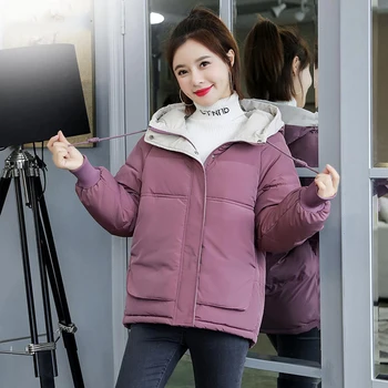 Plus Dimensiune Femei Jacheta de Iarna cu Gluga Stil coreean Solid Uza Căptușit de sex Feminin Strat 2020 Liber New Sosire Wram Hanorace Femei