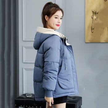 Plus Dimensiune Femei Jacheta de Iarna cu Gluga Stil coreean Solid Uza Căptușit de sex Feminin Strat 2020 Liber New Sosire Wram Hanorace Femei