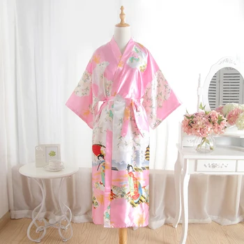 Plus Dimensiune Femei Mireasa Nunta De Domnisoare De Onoare Dressing Kimono-Halat Roz Doamna Raionul Baie Halat Yukata Camasa De Noapte, Pijamale Sleepshirts