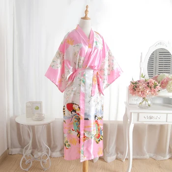Plus Dimensiune Femei Mireasa Nunta De Domnisoare De Onoare Dressing Kimono-Halat Roz Doamna Raionul Baie Halat Yukata Camasa De Noapte, Pijamale Sleepshirts