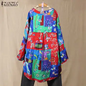 Plus Dimensiune Femei Stil Popular imprimeu Floral Bluza ZANZEA Toamna cu Maneci Lungi Buton Jos Camasa Lunga Vintage Cardigan Vrac Top Blusa