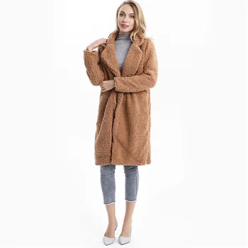 Plus Dimensiune Moda Faux Blana Femei De Iarnă Haină Lungă 2020 Toamnă Caldă Moale Cu Fermoar Teddy Jacheta Femei Palton Îmbrăcăminte Exterioară Cald