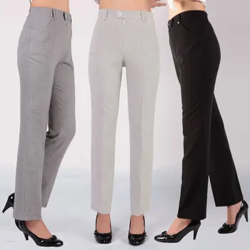 Plus Dimensiune Pantaloni Femei de Înaltă Talie Pantaloni Drepte Moda Primavara Toamna Negru Lenjerie de pat din Bumbac Pantaloni Casual Pantaloni Femei S-6XL