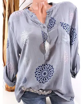 Plus Dimensiune S-5XL 2019 Vara Toamna Femei Bluze de Moda cu Maneci Lungi Femei Topuri Casual Liber Stand Guler Bluza Femei Tricouri