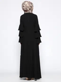 Plus Dimensiune Îmbrăcăminte Islamic Umbrelă Neagră Maneca Kimono Modern Dubai Abaya Musulman Lung Maxi Rochie Pentru Femei