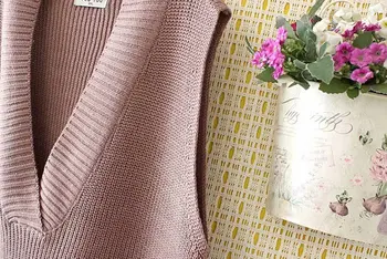 Plus dimensiunea V gât femei pulover vesta 2021 noi de iarna casual femei solide de culoare roz-Coral gri de lână tricotate pulovere topuri de sex feminin