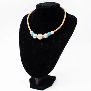 Plută naturală handmade Azure Ciucure alb cu perla si piatra albastra doamna set de bijuterii Originale din lemn SET de bijuterii-069