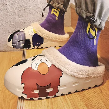 Pluș Moale Papuci Barbati De Casa Cald Iubitorii De Anime Pantofi De Interior Bumbac Casual Pantofi De Iarnă De Sex Masculin Etaj Papuci De Casă 2020