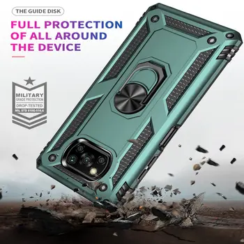 POCO X3 NFC, rezistent la Șocuri Magnet Inel Suport Auto de Caz pentru Xiaomi Pocophone X3 NFC F2 Pro Metal Armor Acoperi Mi Poco F2 Pro Fundas
