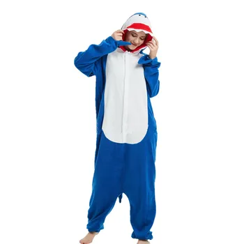 Polar Fleece Kigurumi Rechin Albastru Costum Pentru Adulți Femei Bărbați Pijamale Pijamale pentru Halloween, Carnaval, Petrecere