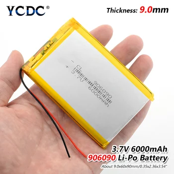 Polimer baterie de 6000 mah 3.7 V 906090 smart home MP3 boxe Li-ion baterie Reîncărcabilă pentru DVD,GPS,mp3,mp4,Banca de Putere,boxe