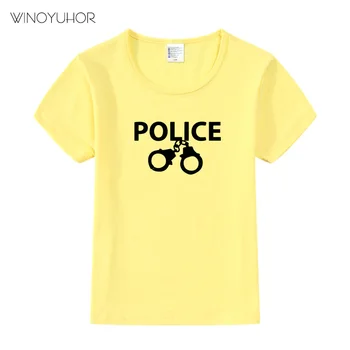 Poliția T-shirt Copii Cosplay Costum de Lux pentru Copii Unisex Vara Tricou Scrisoare de Imprimare de Moda Topuri Casual Tricou baietel Fetita