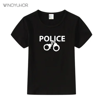 Poliția T-shirt Copii Cosplay Costum de Lux pentru Copii Unisex Vara Tricou Scrisoare de Imprimare de Moda Topuri Casual Tricou baietel Fetita