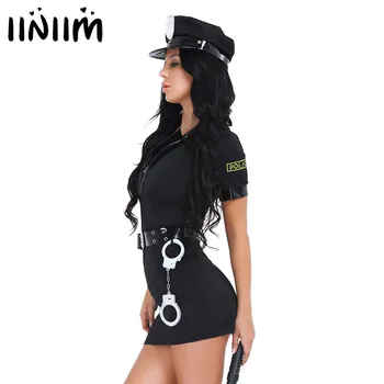 Poliție Sexy Costume Femei Sexy Polițist, Ofițer De Poliție Cosplay Set Uniform De Halloween Erotic Fantasia Haine Club De Petrecere Rochie Fancy