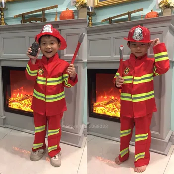 Pompierul Sam Copii De Halloween, De Crăciun Costume Cosplay Pentru Fete Băiat Petrecere De Carnaval Costum Copii Pompier Uniforma Joc De Uzura
