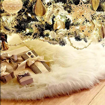 Pomul De Crăciun Decor Alb Faux Blana De Pluș Pom De Crăciun Fusta Decoratiuni Pentru Casa Noua YearXmas Cadou De Crăciun 2021