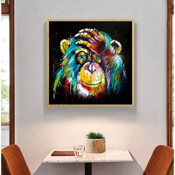 Popular De Gândire Abstractă Maimuță Arta De Perete Panza Printuri Abstracte, Animale De Arta Tablouri Canvas Decor De Perete Imagine Pentru Camera Copii