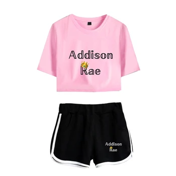 Populare Addison Rae Expuse Buric Negru tricou+pantaloni scurti femei din două piese seturi de Moda de Vară Addison Rae fată de două piese de costume