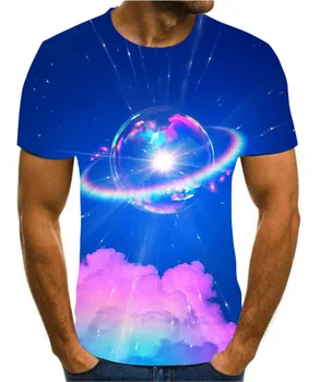 Populare de imprimare 3D astronaut / peisaj / design creativ bărbați și femei vara de culoare T-shirt casual rece versatil s-6xl