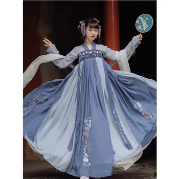 Populară Chineză Dans În Costum Tradițional Kimono Haine Zână Aripi Mari Fusta De Femei Broderie Mozaic Hanfu Rochie Set