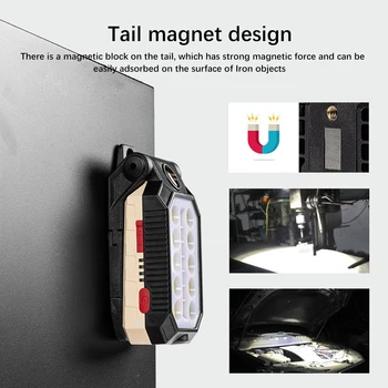 Portabil COB Lumina de Lucru USB Reîncărcabilă Lanterna LED-uri Reglabile Impermeabil Felinar Camping Magnet Design cu Puterea de Afișare