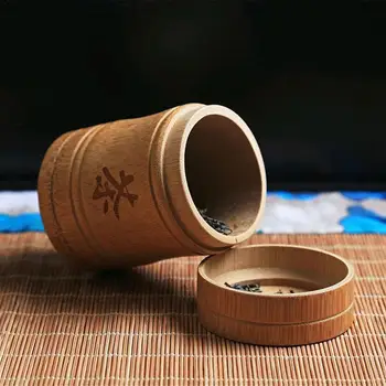 Portabil De Bambus Sigilate Canistra Ceai Cu Ceai Chinezesc Caracter Naturale Ceai Cutie De Depozitare Container De Ceai