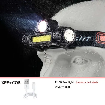 Portabil mini XPE + cob LED far USB reîncărcabilă drumetii, camping noapte de echitatie dublă sursă de lumină pescuit far lanterna