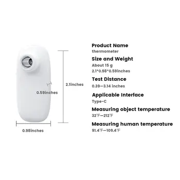 Portabil Non-contact cu Infraroșu termometru frunte telefon mobil mini termometru pentru Android Tip C Detector de Temperatură