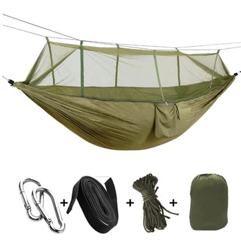 Portabil Parasuta Hamac Camping Supravietuire Grădină Flyknit Vânătoare de Agrement Hamac Călătorie Dublu Persoană Hamak Plus plase de țânțari w