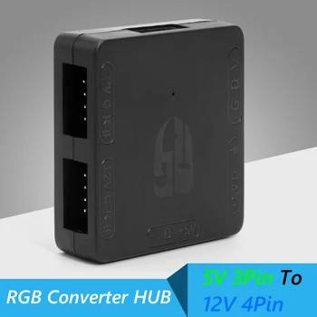 Portabil RGB converter 5V 3-pini la 12V 4-pin RGB transmisie hub interfata SATA magnet pentru RGB 3pin M / b ASUS, Gigabyte si MSI