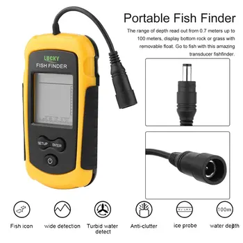 Portabil Sonar Fish Finder Sounder Alarma Traductor Fishfinder 0.7-100m de Pescuit Echo Sounder cu Baterie de Afișare engleză