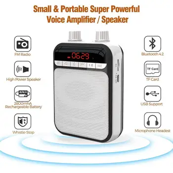 Portavoce Megafon Portabil Wireless Audio Difuzor Vocea Amplificator Cu Mp3 Player, Radio FM Pentru Profesori Instructor de Yoga