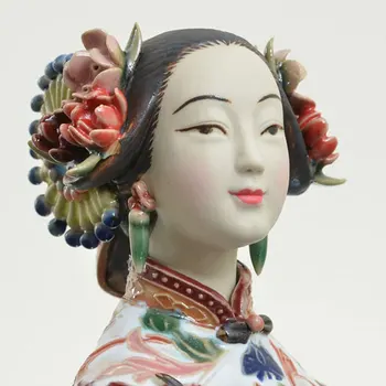 Portelan Oriental Doamna Figurina Sculptura Statuie Decor De Colectie Cadouri De Ceramică Lucrate Manual Din Ceramică De Epocă Chineză Shiwan Arta