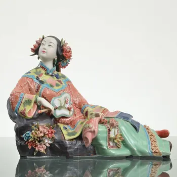 Portelan Oriental Doamna Figurina Sculptura Statuie Decor De Colectie Cadouri De Ceramică Lucrate Manual Din Ceramică De Epocă Chineză Shiwan Arta