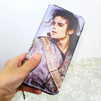 Portofel Cu Fermoar, Poseta De Monede Lady Genți De Mână Michael Jackson Model Sacul Femei Portofele Lung De Moda Cărți Pungi De Buzunar Notecase