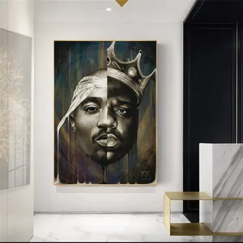 Portret De Mare Și Tupac Panza Picturi Pe Perete Postere Si Printuri 2Pac Arta de Perete Moderne Pânză de Poze Decor Acasă