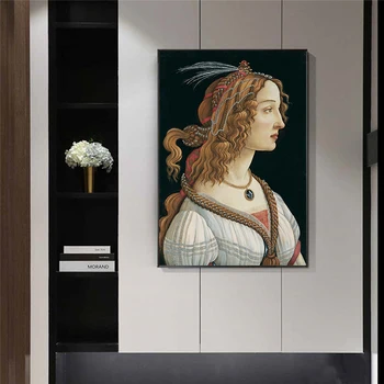 Portret de o Femeie Tânără, de Sandro Botticelli, Celebra Pictura de Perete de Arta Canvas Decor Printuri pe Panza Imagini pentru Camera de zi