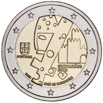Portugalia 2012 Capitală Culturală Guimaraes 2 Euro Adevărat Original Monede Adevărat Euro De Colectare Monede Comemorative Unc