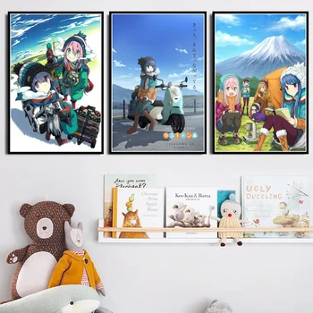 Poster Și Printuri Yuru Tabara Anime-ul Japonez de benzi Desenate Film Drăguț Fată Arta Pictura pe Panza Imagini de Perete Pentru Camera de zi картины