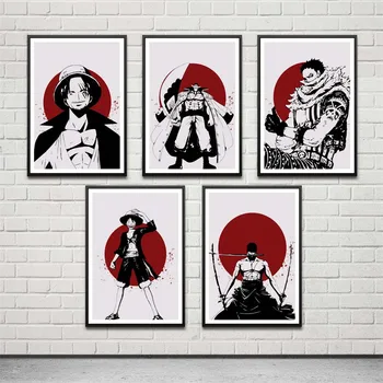 Postere cu Anime-ul Japonez de Arta de Perete Panza Pictura Modular One Piece Luffy Acuarelă Imprimare Imagine pentru Dormitor, Camera Copiilor Decor