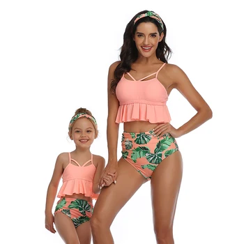 Potrivire de Familie Bikini de costume de Baie Pentru Tatăl Mama Fiul Fiica Copii de Plaja si apa Copii Scurte de Costume de baie Femei Costum de Baie body