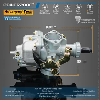 Powerzone Carburator PZ27B 27mm CVK Accelerator Pompa de Carbohidrati Pentru CG Verticale 150cc-200cc Dirt Pit Bike,ATV-uri,Quad ,Du-te-kart ,Buggy