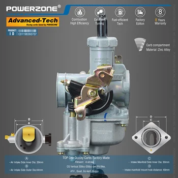 Powerzone Carburator PZ30B 30mm CVK Accelerator Pompa de Carbohidrati Pentru CG Verticale 200cc-250cc Dirt Pit Bike,ATV-uri,Quad ,Du-te-kart ,Buggy