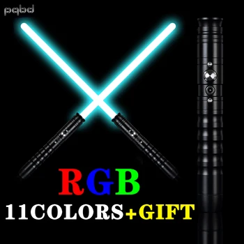 Pqbd Laser RGB Mâner de Metal 11 Culori Schimbări și 2 Seturi de Sunete Lanterna cu Laser Sabie pentru Copii Lumina Jucarie Cadou